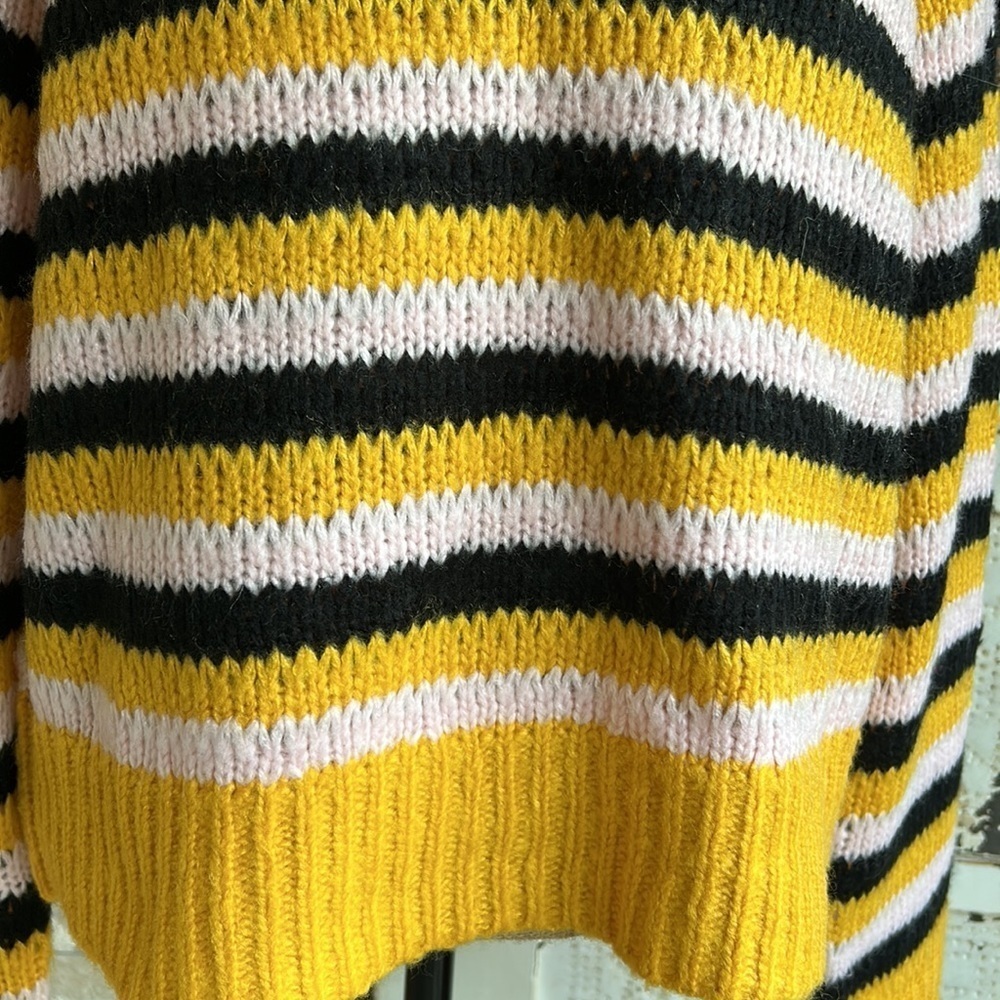 Lovers + Friends black gold pink stripe crew neck open knit sweater - Picture 6 of 16